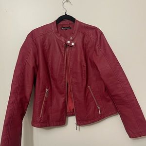 Burgundy Leather Biker Jacket